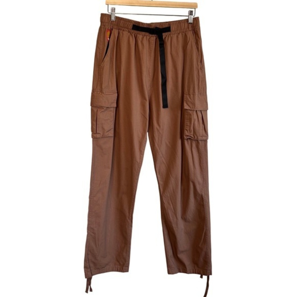 Spitfire Cargo Pants Brown Mens Large Ripstop Bighead Logo Belted Skate Trousers
